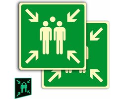 Veiligheidsbord voor verzamelpunten - UV-bestendig PVC hard schuim, 20x20 cm, ideaal voor buitengebruik, duidelijke aanduiding en bescherming
