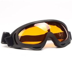 Veiligheidsbril met omsluitende afdekking, slagvast, afgedichte werkbril met glazen afdekking, voor bouw, laboratorium, lassen en fietsen - zwart montuur met oranje lenzen (anticondens)