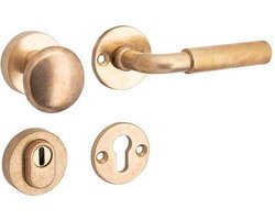 Veiligheidsgarnituur - Antiek messing - Mi Satori - Mi Satori knop/kruk op - SKG Frankfurt messing antiek rechts