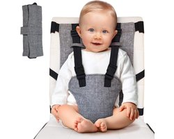 Veiligheidsgordel - Riemen voor reisstoel voor baby's - Riemen voor draagbare stoel - Opvouwbare riempjes voor zitverhogers - Riemen voor babyzitjes - Riemen voor zitverhogers voor tafel en reizen - 6-36 maanden - Grijs