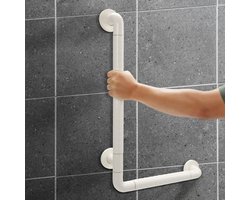 Veiligheidsgreep - Handgreep Badkamer, Wit, L-vormig, 60 x 40 cm Wandbeugel Handgreep / wandgreep voor badkamer / douche / toilet. Toiletbeugel / badgreep / douchegreep Trekvermogen tot 200KG
