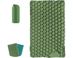 Veldbed 2 personen – Veldbedden – Kampeerbed Zelfopblazend - Vouwbed Met Opbergtas – Slaapmat - Luchtbed – Campingbed - Stretcher - Campingbedje - Groen