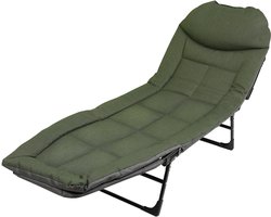 Veldbed Camping bed Logeerbed 195x65x32cm Strandbed Versterkt 6-Poots Stevig Kussen Inklapbaar ciemnozielony Ideaal voor Tuin, Kamperen & Reis