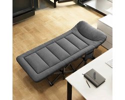 Veldbed - Kampeerbed - Campingbed - Logeerbed - Stretcher - Met Kussen - Inklapbaar - 1 Persoon - Grijs - 190x67x48 cm