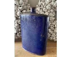 Veldfles Vintage Blauw - Woonaccessoire - Drinkfles - Wonen - Woon - Decoratief - Decoratie - Deco - Blue - Woonaccessoires - Inrichting - Huis - Vaasje - Droogbloemen vaas - Bloem - Metaal - Sfeervol - Sfeer - Stoer - Veld fles - Metal - Bottle - ok