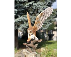 Velduil vliegend 52 cm hoog - polyester - polyresin - polystone - hoogkwalitatieve kunststof - decoratiefiguur - interieur - accessoire - voor binnen - cadeau - geschenk - tuinfiguur - tuinbeeldje - tuindecoratie
