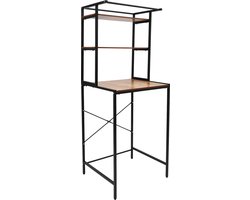 Velmio Wasmachine Kast - Was/Drogerkast - Wasmachine Rek - 3 Laags - Bruin/Zwart - Opbergrek Boven Wasmachine - 60×69×176,5 cm