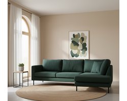 Velora Luxe 4-zits Bank Rechts Groen – Hoogwaardig Polyester Velours – 247x195x84 cm – Altameubel