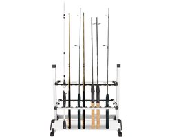 Velori Hengelstandaard 24 Hengels - Aluminium Hengelrek - Vrijstaande Hengelhouder - Opbergrek voor Visspullen - Verstelbare Hengel Organizer - 73 x 32 x 72 cm