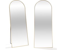 veloura® Passpiegel - Minimalistische Design Wandspiegel - Staande Spiegel met Metalen Rand - Goud - Modern - Kleedkamer Spiegel - 160x60CM