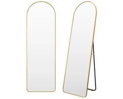 veloura® Passpiegel - Minimalistische Design Wandspiegel - Staande Spiegel met Metalen Rand - Goud - Modern - Kleedkamer Spiegel - 60x165CM