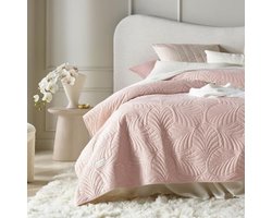 Velours bedsprei in zachtroze - Luxe fluweelzachte deken voor bed of bank - 170x210 cm
