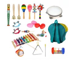 Velours Max® - XL Houten Muziekinstrumenten In Een Rugzak - 23 Delig - Speelgoed - Instrumenten - Kinderspeelgoed - Kinder Speelgoed - Kinderen - Speelgoed 3 Jaar - Speelgoed 4 Jaar - Rugzak - Rugzak Kind
