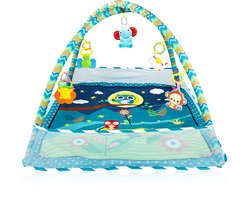 Velox Goods VL-506 Baby Gym – Interactieve Speelmat voor Baby's – Educatief en Veilig Ontwerp – Geschikt voor Baby's vanaf 3 Maanden – Inclusief Hangspeeltjes, ballen en Netstof Zijwanden – Blauw
