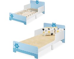 VELTRR® Kinderbed - Peuterbed - Babybed - Wit met Blauw