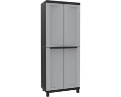 VELTRR® Tuinkast - Tuinkist - Tuinkasten voor Buiten - Tuinberging - Kunststof - 40x70x170cm - Grijs