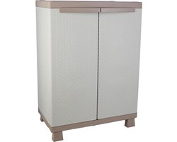 VELTRR® Tuinkast - Tuinkist - Tuinkasten voor Buiten - Tuinberging - Kunststof - 40x70x90cm - Grijs met Bruin