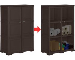 VELTRR® Tuinkast - Tuinkist - Tuinkasten voor Buiten - Tuinberging - Kunststof - 80x45x125cm - Bruin