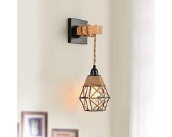 VELTRR® Wandlamp Binnen met Snoer - Wandlamp met Stekker voor Binnen - met Dimbare Schakelaar - Industrieel en Vintage - Slaapkamer Bedlampje