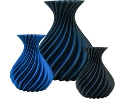 Veluro design vaas – Decoratieve vaas - Zwart / Blauw - 3d geprinte vaas – geschikt voor droogbloemen - 25CM