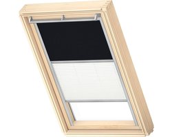 VELUX Origineel Verduisterend Rolgordijn Plus Plissé (DFD), Zilveren Kozijn, CK02, Zwart