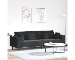 Velvet Bank – Fluwelen Sofa – Zitbank – Bankstel – Woonkamerbank – Zwart – Stevig Houten Frame – Comfortabele Foamvulling