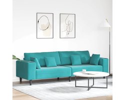 Velvet Bank – Fluwelen Sofa – Zitbank – Loungebank – Slaapbank – Zacht Fluweel – Stevig Houten Frame – Turquoise Zonder Ottoman