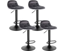 Velvet Barkruk - Tegenkruk - Verstelbare barstoel - Comfort van schuim met hoge dichtheid - Stevig metalen frame - Flexibel 360° draaibaar - 76-97 cm x 39 cm x 30 cm