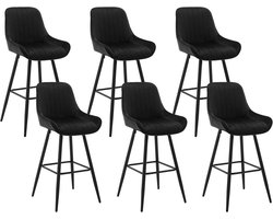 Velvet Barkrukset - Tegenkrukken - Vierkante metalen voetsteun - Zitting van dik schuim - Ergonomische rugleuning - 48,5 cm x 106 cm x 46 cm