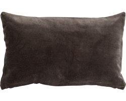 Velvet Chambray Dark Bruin Kussen | 30 X 50 | Sierkussen Voor Woonkamer Of Slaapkamer