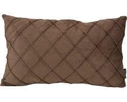 Velvet Cross Bruin Kussenhoes | Fluweel/Polyester | 30 x 50 cm