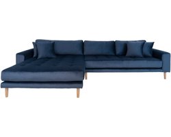 Velvet Hoekbank Milo Lounge Sofa Links Donker Blauw