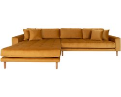 Velvet Hoekbank Milo Lounge Sofa Links Mosterdgeel