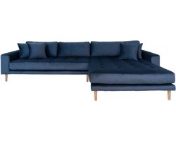 Velvet Hoekbank Milo Lounge Sofa Rechts Donker Blauw