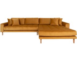 Velvet Hoekbank Milo Lounge Sofa Rechts Mosterdgeel