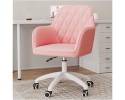 Velvet Home Office Bureaustoel met draaibare wielen en verstelbare hoogte moderne accent fauteuil voor vrouwen in roze