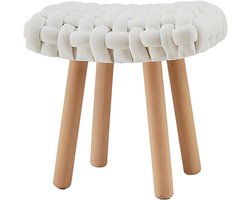Velvet Kruk - Ottomaanse Voetensteun - Make-up Zitten - Hoge Veerkracht Schuim - 50 x 38 x 48 cm - Wit