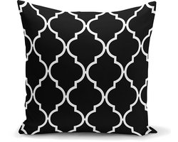 Velvet kussenhoes 45x45 cm - Wit & Zwart ogea patroon - Kussensloop - Fluweel