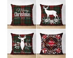 Velvet Kussenhoes set van 4 stuk - 45x45 Kerst Kussensloop - Kerst & Christmas - De Groen Home