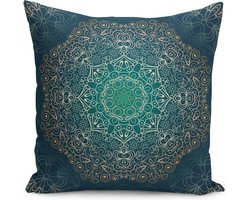 Velvet Kussenhoesjes - kussenhoes 50x50 - Gold mandala - Fluweel kussensloop - Aan beide zijdig bedrukt