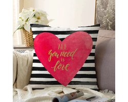 Velvet Kussenhoesjes - kussenhoes - All you need is love - 45x45 cm - Kussenloop - Fluweel - valentijn cadeautje voor haar