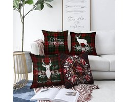 Velvet Kussenhoesjes - Kussenhoes set van 4 stuk - 45x45 Kerst Kussensloop - Kerst & Christmas - De Groen Home
