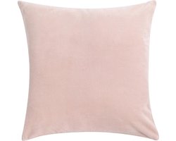 Velvet Linenlook Soft Roze Kussen | 60 X 60 | Sierkussen Voor Woonkamer Of Slaapkamer