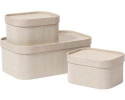 Velvet Opbergmanden met Deksel - Set van 3 Stapelbare Dozen met Decoratieve Dienbladen voor Organisatie in Badkamer en Slaapkamer