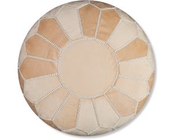 Velvet poef beige - Ronde poef - Fluwelen poef - Handgemaakt en uniek - Gevuld geleverd - Ideaal voor je woon-, slaap- of kinderkamer