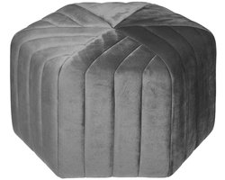 Velvet Poef Hex Grijs