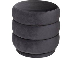 Velvet Poef Ø 40 cm Mathis Donker Grijs