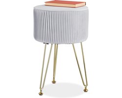 velvet poef - op poten - gestoffeerd - 45 cm hoog - voor kaptafel of bank