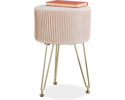 velvet poef - op poten - gestoffeerd - 45 cm hoog - voor kaptafel of bank