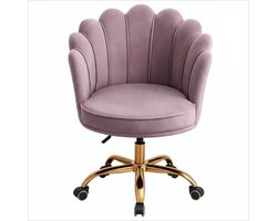 Velvet Schelp Bureaustoel Paars met Goudkleurig onderstel